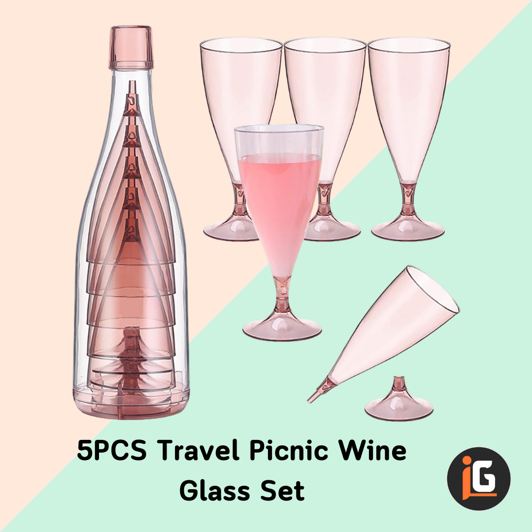 You are currently viewing 5PCS Travel Picnic Wine/ Champagne Glass Set