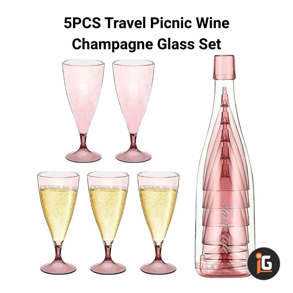 5PCS Travel Picnic Wine Champagne Glass Set