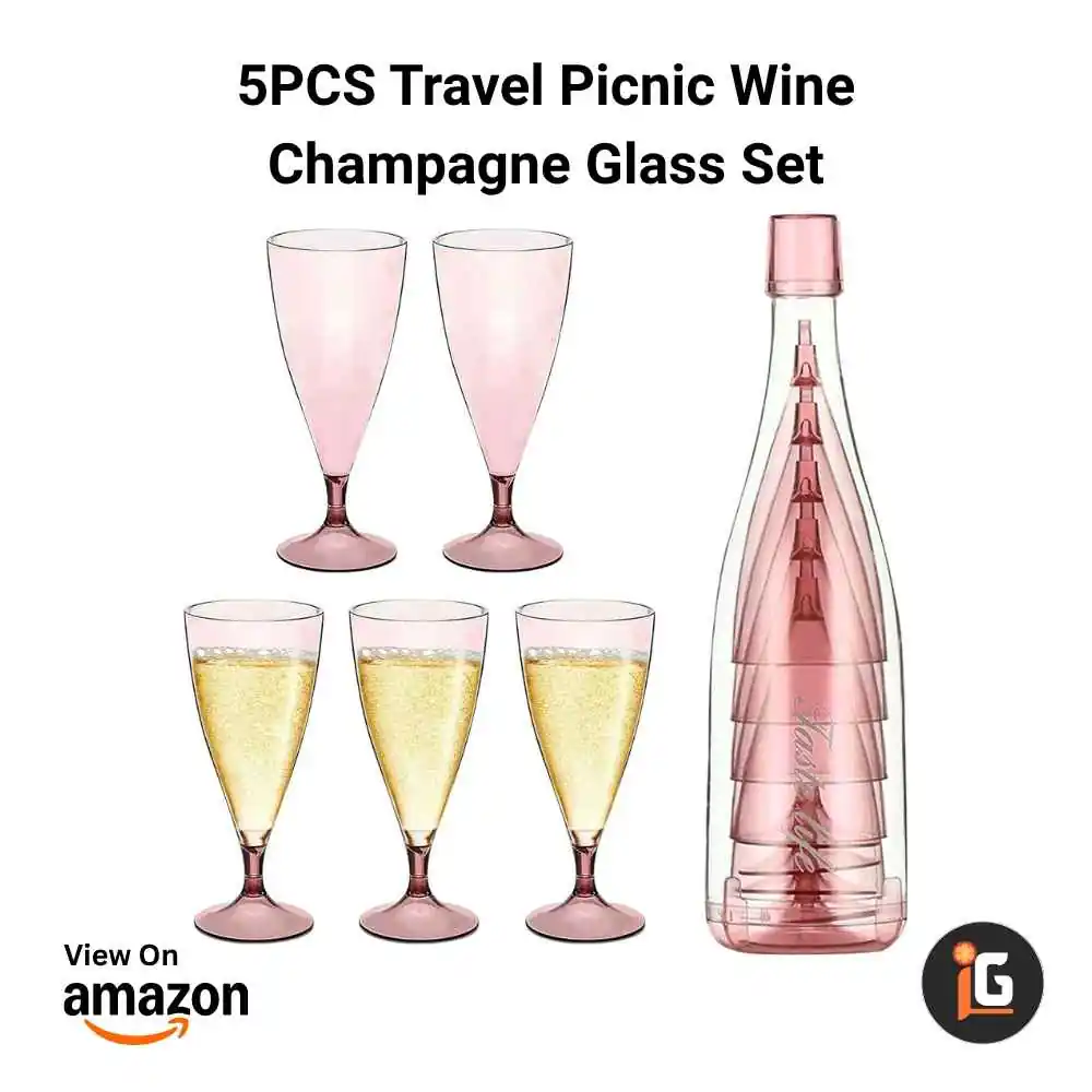5PCS Travel Picnic Wine Champagne Glass Set