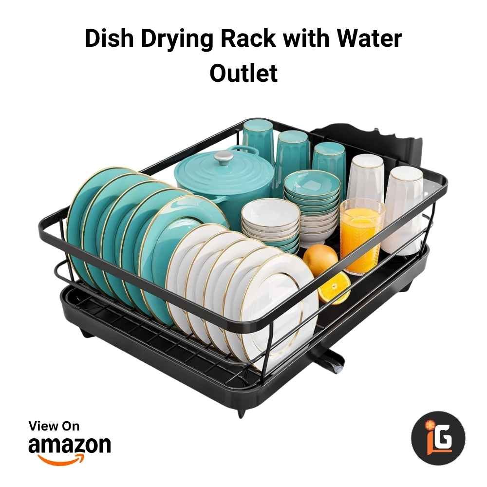 Dish Drying Rack with Water Outlet