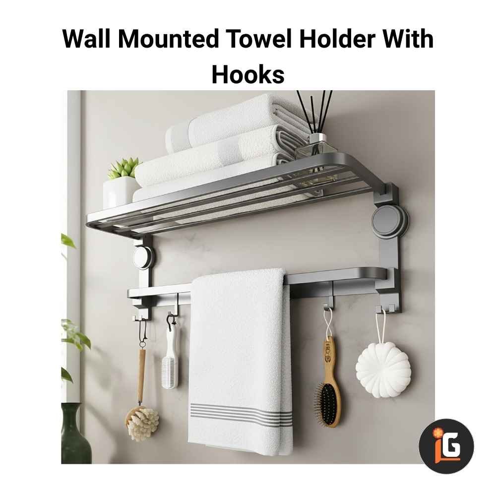 Wall Mounted Towel Holder With Hooks