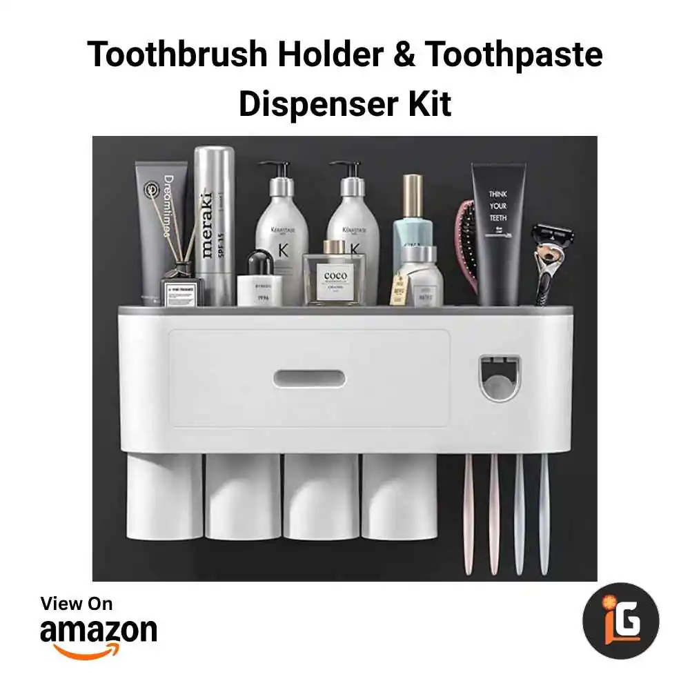 Toothbrush Holder & Toothpaste Dispenser Kit