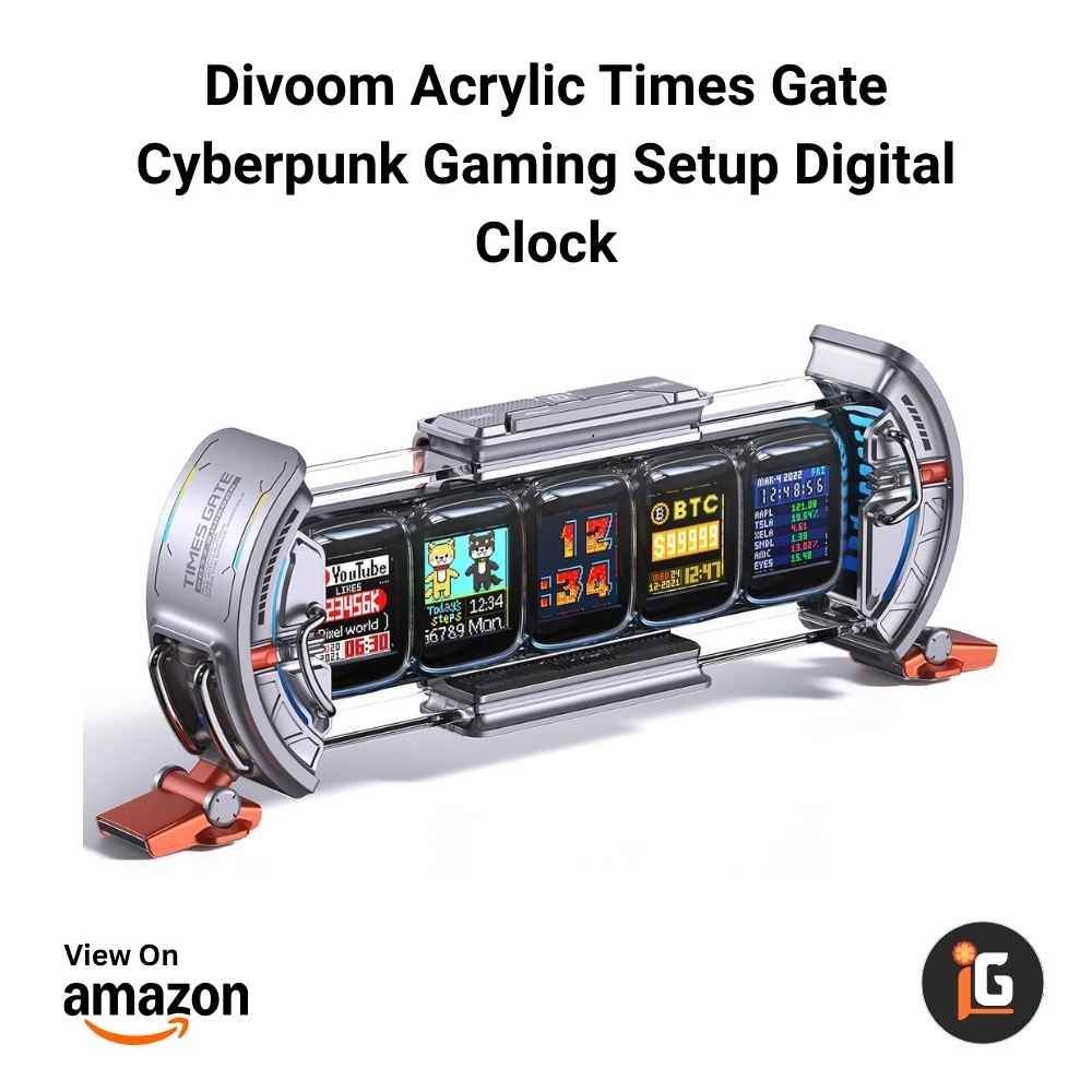 Divoom Acrylic Times Gate Cyberpunk Gaming Setup Digital Clock