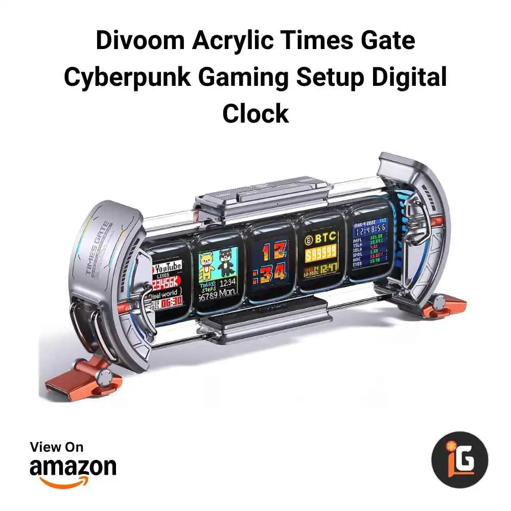 Divoom Acrylic Times Gate Cyberpunk Gaming Setup Digital Clock