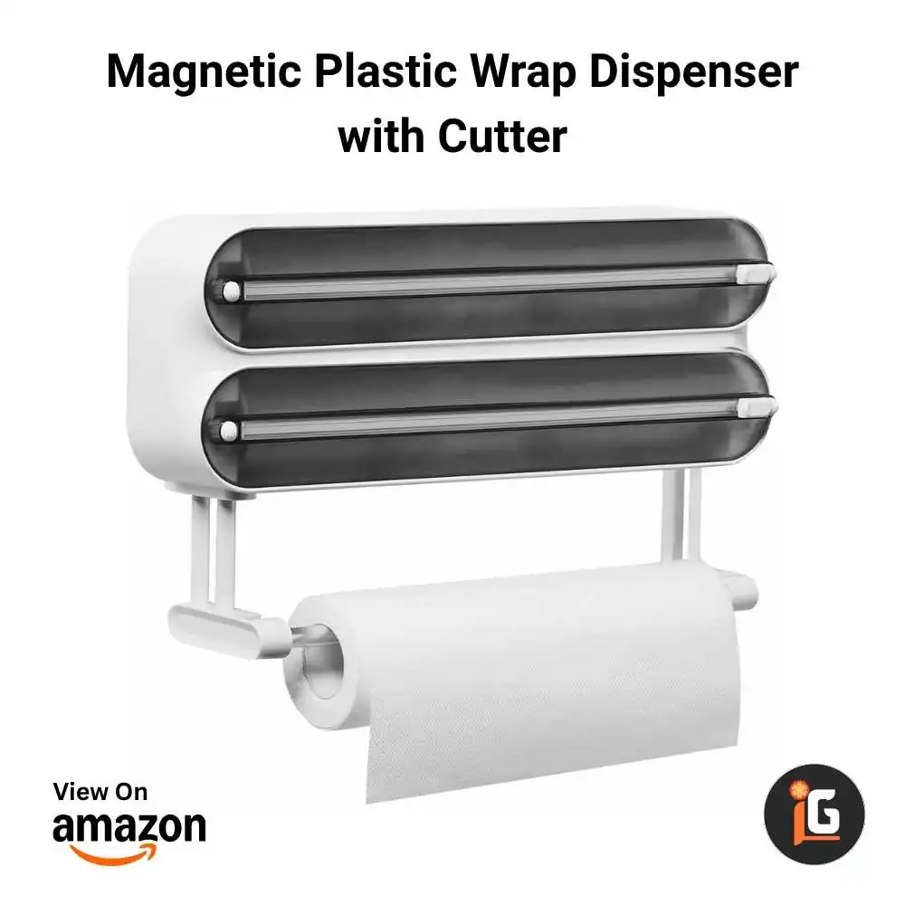 Magnetic Plastic Wrap Dispenser with Cutter