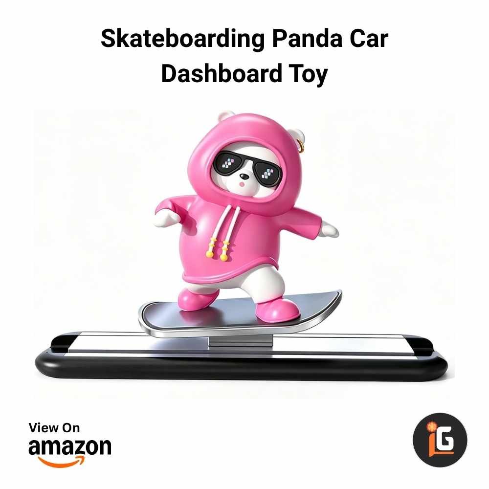 Skateboarding Panda Car Dashboard Toy